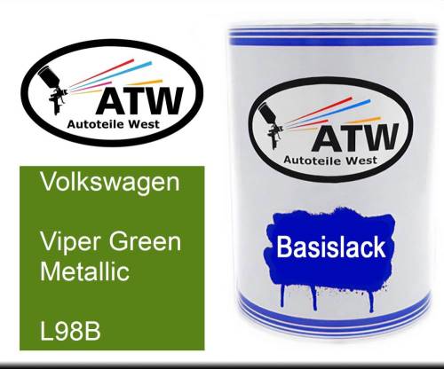 Volkswagen, Viper Green Metallic, L98B: 500ml Lackdose, von ATW Autoteile West.